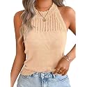ChiaoLezhee Women's Summer Knit Tank Tops, Racerback High Neck Lightweight Sweater Vest, Dressy Casual Outfits