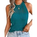 ChiaoLezhee Women's Summer Knit Tank Tops, Racerback High Neck Lightweight Sweater Vest, Dressy Casual Outfits