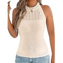 ChiaoLezhee Women's Summer Knit Tank Tops, Racerback High Neck Lightweight Sweater Vest, Dressy Casual Outfits
