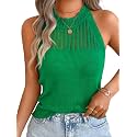 ChiaoLezhee Women's Summer Knit Tank Tops, Racerback High Neck Lightweight Sweater Vest, Dressy Casual Outfits