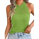ChiaoLezhee Women's Summer Knit Tank Tops, Racerback High Neck Lightweight Sweater Vest, Dressy Casual Outfits