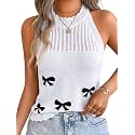ChiaoLezhee Women's Summer Knit Tank Tops, Racerback High Neck Lightweight Sweater Vest, Dressy Casual Outfits
