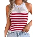 ChiaoLezhee Women's Summer Knit Tank Tops, Racerback High Neck Lightweight Sweater Vest, Dressy Casual Outfits