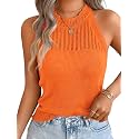 ChiaoLezhee Women's Summer Knit Tank Tops, Racerback High Neck Lightweight Sweater Vest, Dressy Casual Outfits