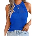 ChiaoLezhee Women's Summer Knit Tank Tops, Racerback High Neck Lightweight Sweater Vest, Dressy Casual Outfits