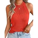 ChiaoLezhee Women's Summer Knit Tank Tops, Racerback High Neck Lightweight Sweater Vest, Dressy Casual Outfits