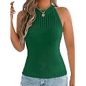 ChiaoLezhee Women's Summer Knit Tank Tops, Racerback High Neck Lightweight Sweater Vest, Dressy Casual Outfits