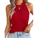ChiaoLezhee Women's Summer Knit Tank Tops, Racerback High Neck Lightweight Sweater Vest, Dressy Casual Outfits