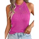 ChiaoLezhee Women's Summer Knit Tank Tops, Racerback High Neck Lightweight Sweater Vest, Dressy Casual Outfits