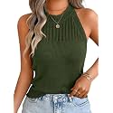 ChiaoLezhee Women's Summer Knit Tank Tops, Racerback High Neck Lightweight Sweater Vest, Dressy Casual Outfits