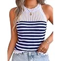 ChiaoLezhee Women's Summer Knit Tank Tops, Racerback High Neck Lightweight Sweater Vest, Dressy Casual Outfits