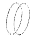 Chic 925 Sterling Silver Big Hoop Earrings Minimalist Round Circle Endless Large Huggie Hoops Statement Earrings 50/60/70/90mm Hypoallergenic Fashion Jewelry Gifts for Women Girls