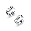 CHIC &amp; ARTSY 925 Sterling Silver Ear Cuffs for Women, Non Piercing Clip On Cartilage Cuffs, Adjustable Fake Conch &amp; Helix Earrings, Gold Plated &amp; Oxidized Various Styles