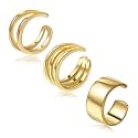 CHIC &amp; ARTSY 925 Sterling Silver Ear Cuffs for Women, Non Piercing Clip On Cartilage Cuffs, Adjustable Fake Conch &amp; Helix Earrings, Gold Plated &amp; Oxidized Various Styles