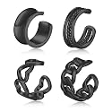CHIC &amp; ARTSY 925 Sterling Silver Ear Cuffs for Women, Non Piercing Clip On Cartilage Cuffs, Adjustable Fake Conch &amp; Helix Earrings, Gold Plated &amp; Oxidized Various Styles