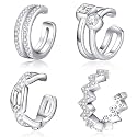 CHIC &amp; ARTSY 925 Sterling Silver Ear Cuffs for Women, Non Piercing Clip On Cartilage Cuffs, Adjustable Fake Conch &amp; Helix Earrings, Gold Plated &amp; Oxidized Various Styles