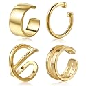 CHIC &amp; ARTSY 925 Sterling Silver Ear Cuffs for Women, Non Piercing Clip On Cartilage Cuffs, Adjustable Fake Conch &amp; Helix Earrings, Gold Plated &amp; Oxidized Various Styles