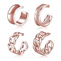 CHIC &amp; ARTSY 925 Sterling Silver Ear Cuffs for Women, Non Piercing Clip On Cartilage Cuffs, Adjustable Fake Conch &amp; Helix Earrings, Gold Plated &amp; Oxidized Various Styles