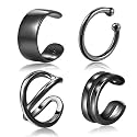 CHIC &amp; ARTSY 925 Sterling Silver Ear Cuffs for Women, Non Piercing Clip On Cartilage Cuffs, Adjustable Fake Conch &amp; Helix Earrings, Gold Plated &amp; Oxidized Various Styles