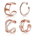 CHIC &amp; ARTSY 925 Sterling Silver Ear Cuffs for Women, Non Piercing Clip On Cartilage Cuffs, Adjustable Fake Conch &amp; Helix Earrings, Gold Plated &amp; Oxidized Various Styles