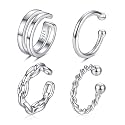 CHIC &amp; ARTSY 925 Sterling Silver Ear Cuffs for Women, Non Piercing Clip On Cartilage Cuffs, Adjustable Fake Conch &amp; Helix Earrings, Gold Plated &amp; Oxidized Various Styles