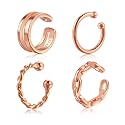 CHIC &amp; ARTSY 925 Sterling Silver Ear Cuffs for Women, Non Piercing Clip On Cartilage Cuffs, Adjustable Fake Conch &amp; Helix Earrings, Gold Plated &amp; Oxidized Various Styles