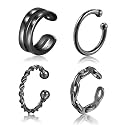 CHIC &amp; ARTSY 925 Sterling Silver Ear Cuffs for Women, Non Piercing Clip On Cartilage Cuffs, Adjustable Fake Conch &amp; Helix Earrings, Gold Plated &amp; Oxidized Various Styles