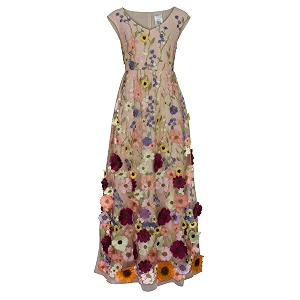 CHIC STAR Womens 3D Floral Applique Maxi