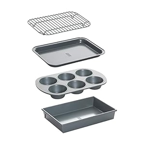 chicago metallic professional 4-piece non-stick toaster oven set