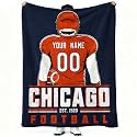 Chicago Throw Blanket Personalized Name and Number Gifts for Men Women Kids Flannel Tapestry