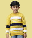 ChicCloset Striped, Self Design Round Neck Casual Boys Yellow Sweater