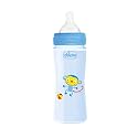 Chicco Well-Being 330ml Baby Coloured Feeding Bottle, Advanced Anti-Colic System, BPA Free, Hygienic Silicone Teat, Milk Bottle for Babies & Toddlers (Blue)