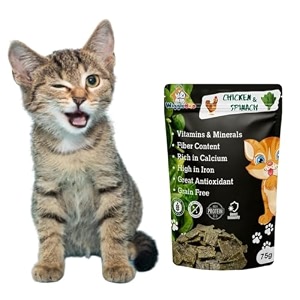 chicken amp spinach cat treat  protein rich  fiber rich  crunchy healthy snacks  75g