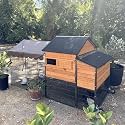 Chicken Coop All-Iron Frame Large Hen House Mobile Poultry Cage with Nesting Box,Metal Run,Waterproof Rain Cover Duck Coop, 85"