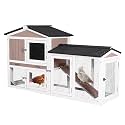 Chicken Coop Outdoor, Wooden Chicken House with Leakproof Tray and Waterproof Roof, Small Chicken Coops for 2 Chickens, Duck House, Rabbit Hutch (Brown)