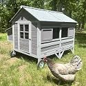 Chicken Coop Super Large Mobile Hen House with Wheels,Strong Iron Frame Outdoor Poultry Cage with Nesting Box,Duck Coop,Rabbit Cage Waterproof