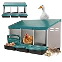 Chicken Nesting Boxes, 3 Compartments Egg Collection with Removable Drawer, Chicken Metal Laying Nest Box for Hens, Easy to Assemble, for Chicken Coop, Green