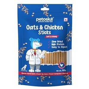petoska chicken amp oats dog treats  100g crunchy chew sticks for all breeds digestive amp gutfriendly snack proteinrich natural dog jerky for puppies amp adult dogs