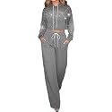 CHICME Rhinestone Hoodie Sweatpants Set for Women Fall 2 Piece Outfit
