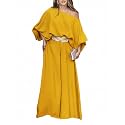 CHICME Women 2 Piece Summer Outfit Off Shoulder Flowy Wide Leg Pants Set