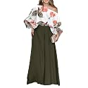 CHICME Women 2 Piece Summer Outfit Off Shoulder Flowy Wide Leg Pants Set