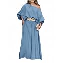 CHICME Women 2 Piece Summer Outfit Off Shoulder Flowy Wide Leg Pants Set
