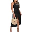 CHICME Womens Summer Halter Ruched Bodycon Long Dresses