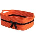 CHICVITA Halloween Basket, Decorative Small Woven Rope Boo Basket, Orange