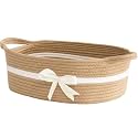 CHICVITA Small Woven Rope Gift Basket, Decorative Boo Basket, Camel