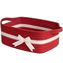 CHICVITA Small Woven Rope Gift Basket, Decorative Burr Basket, Red