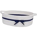 CHICVITA Small Woven Rope Gift Basket, Decorative Shelf Basket, White Blue