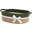 CHICVITA Small Woven Rope Gift Basket, Decorative Burr Basket, Green Brown