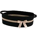 CHICVITA Small Woven Rope Gift Basket, Decorative Boo Basket, Black Brown