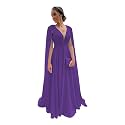 Chiffon Bridesmaid Dress for Women Cape Sleeve V-Neck Formal Evening Gowns with Pocket LBC020